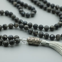 Load image into Gallery viewer, 8MM Black Labradorite Bead Mala Necklace