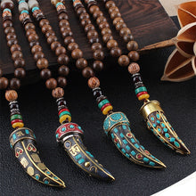 Load image into Gallery viewer, Buddhist Mala Wood Beads - Pendant Necklace