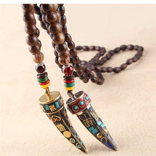Load image into Gallery viewer, Buddhist Mala Wood Beads - Pendant Necklace