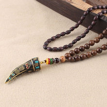Load image into Gallery viewer, Buddhist Mala Wood Beads - Pendant Necklace