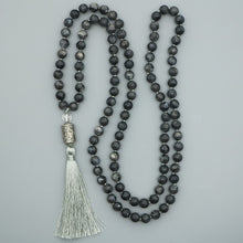 Load image into Gallery viewer, 8MM Black Labradorite Bead Mala Necklace