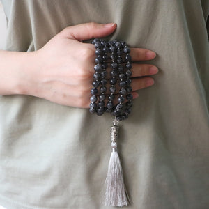 8MM Black Labradorite Bead Mala Necklace