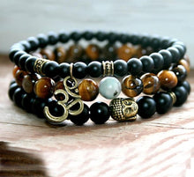Load image into Gallery viewer, Mala Healing beads Tiger eye - Onyx
