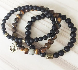 Mala Healing beads Tiger eye - Onyx