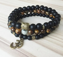Load image into Gallery viewer, Mala Healing beads Tiger eye - Onyx
