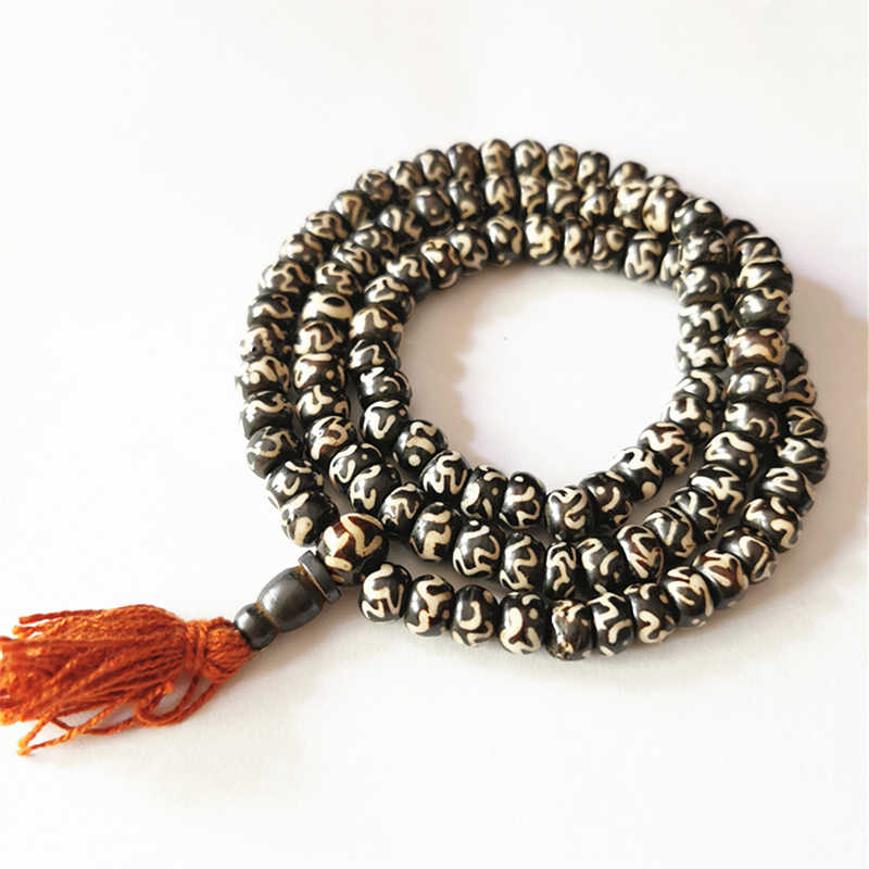 108PCS 8mm Tibetan Buddhist OM Mantras