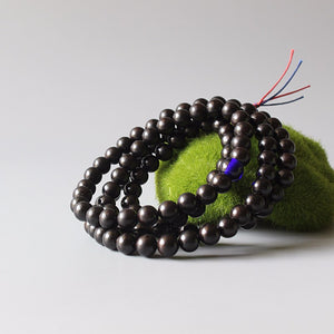 108Mala Black Wood Beaded Bracelet