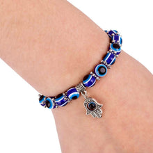 Load image into Gallery viewer, Blue Evil Eye Hamsa Hand Fatima Palm Bracelets
