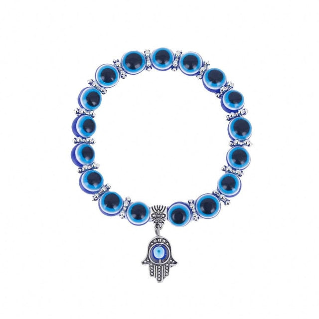 Blue Evil Eye Hamsa Hand Fatima Palm Bracelets